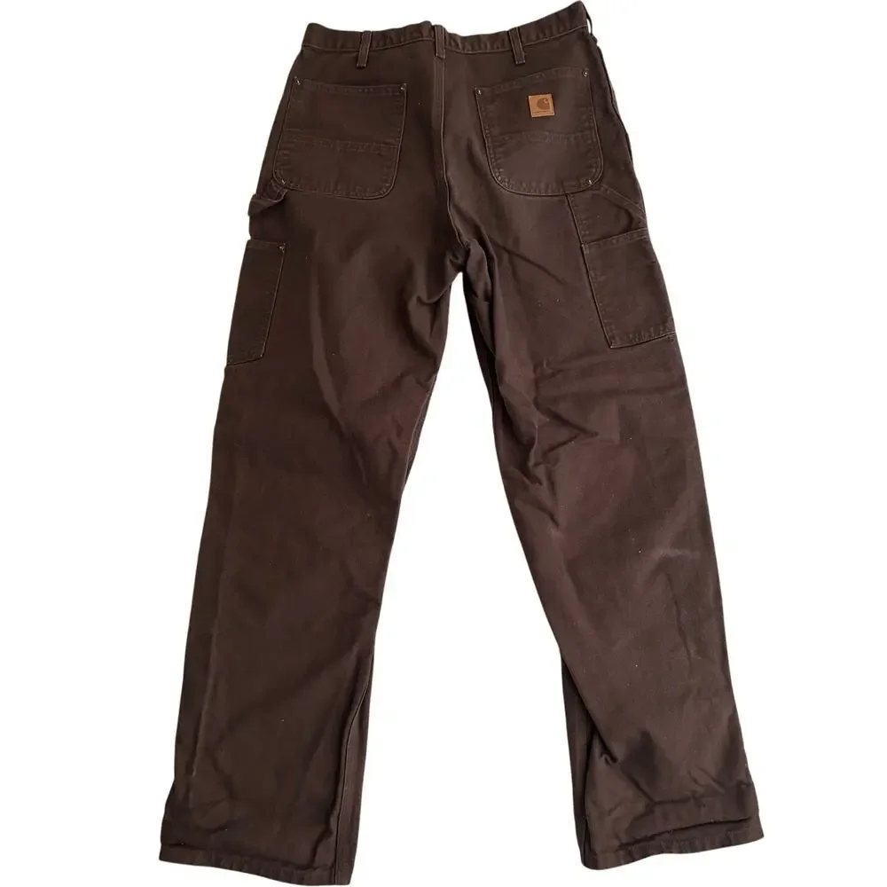Vintage Carhartt Double-Knee Canvas Carpenter Work Pants Brown 34x33